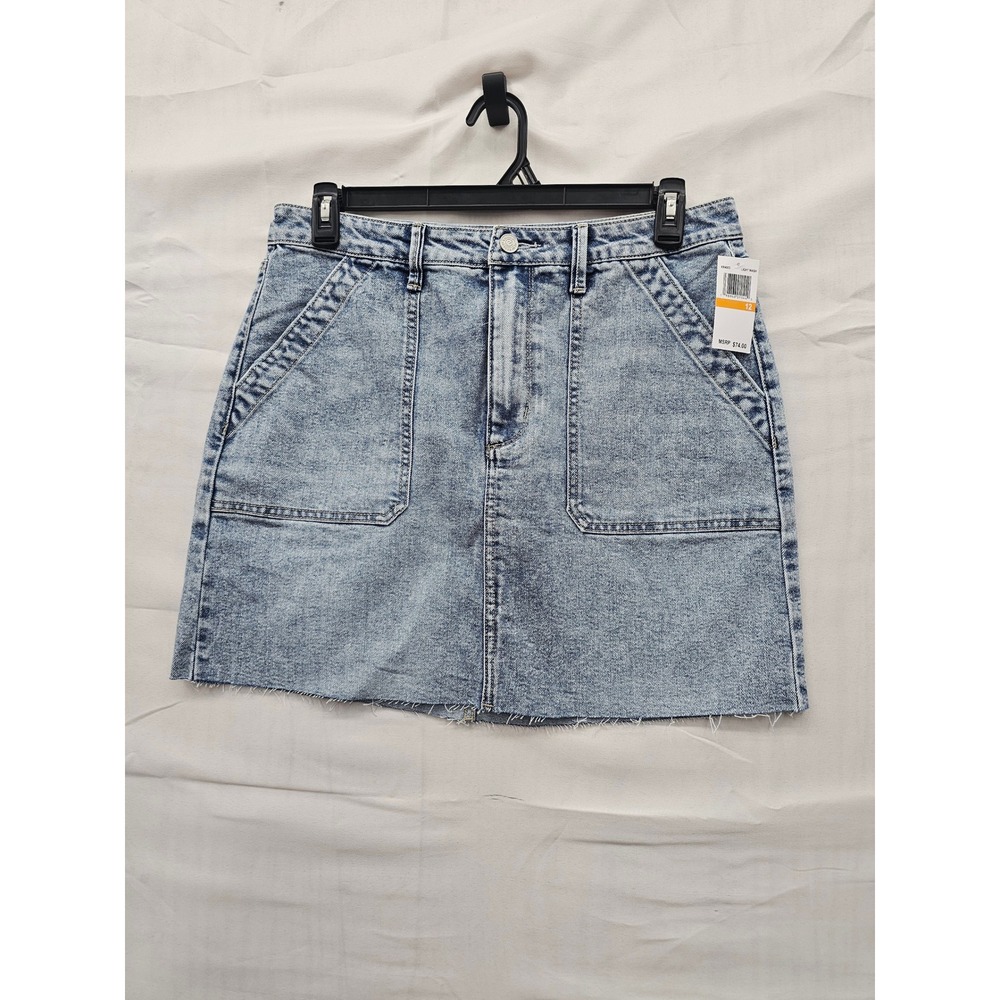 Edited by Remi Bader Womens Light Wash Denim Mini Skirt Cotton Blend Size 12